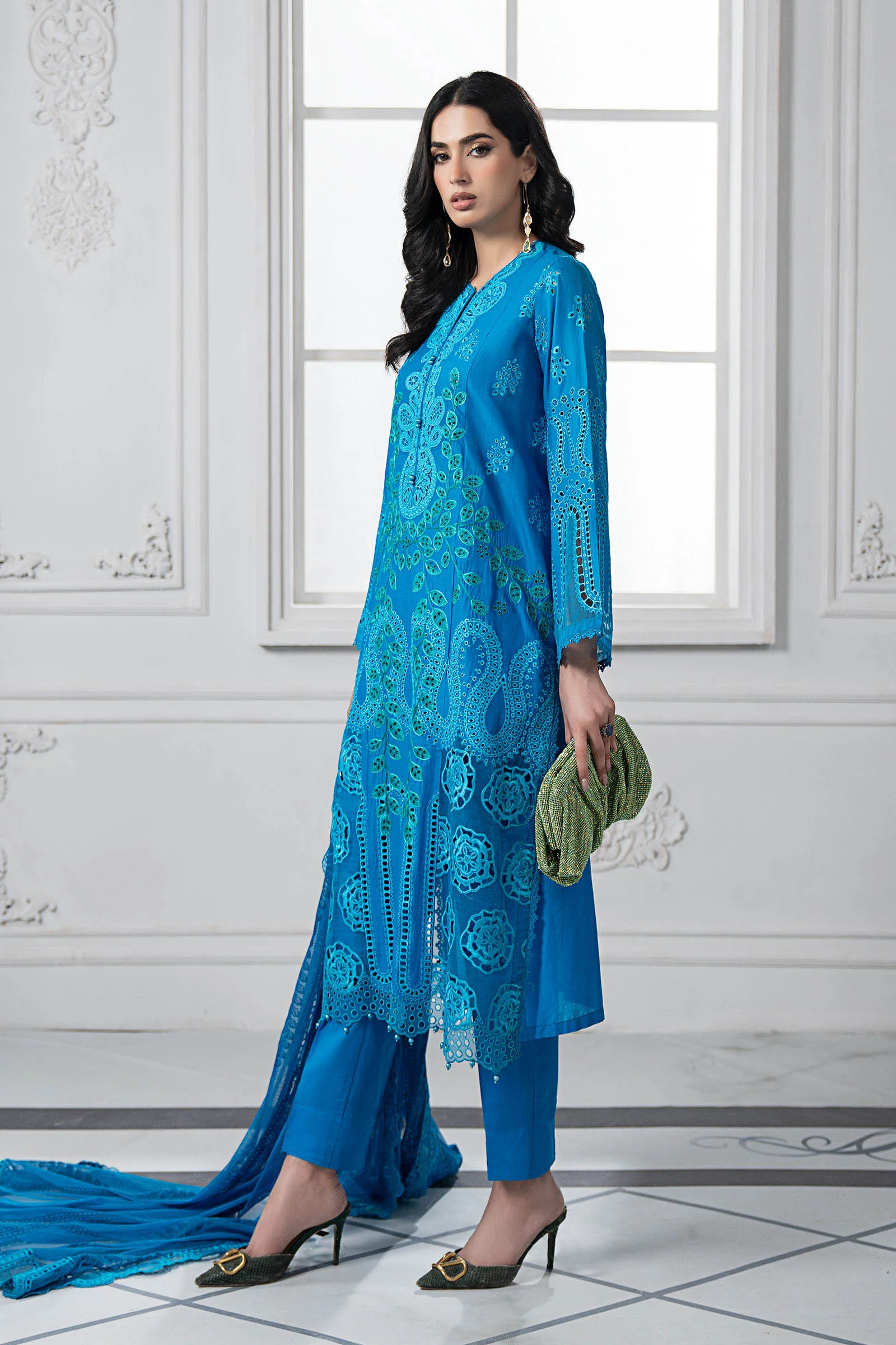 3 Piece Embroidered Lawn Suit | DS-2503-B - Image 6