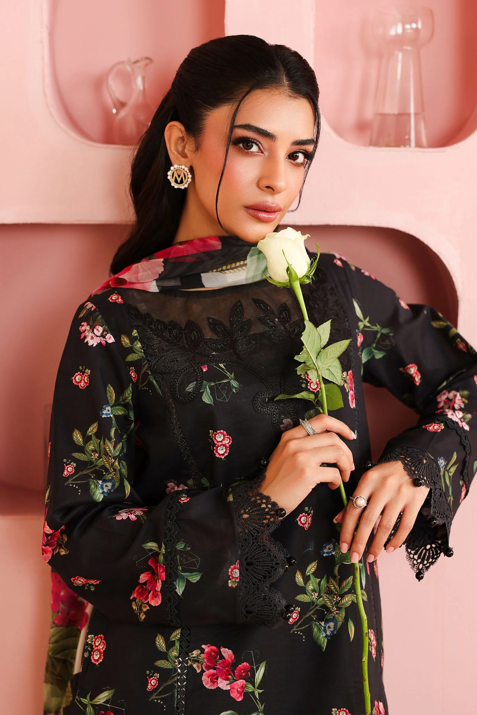 3 Piece Embroidered Cotton Suit - Image 3