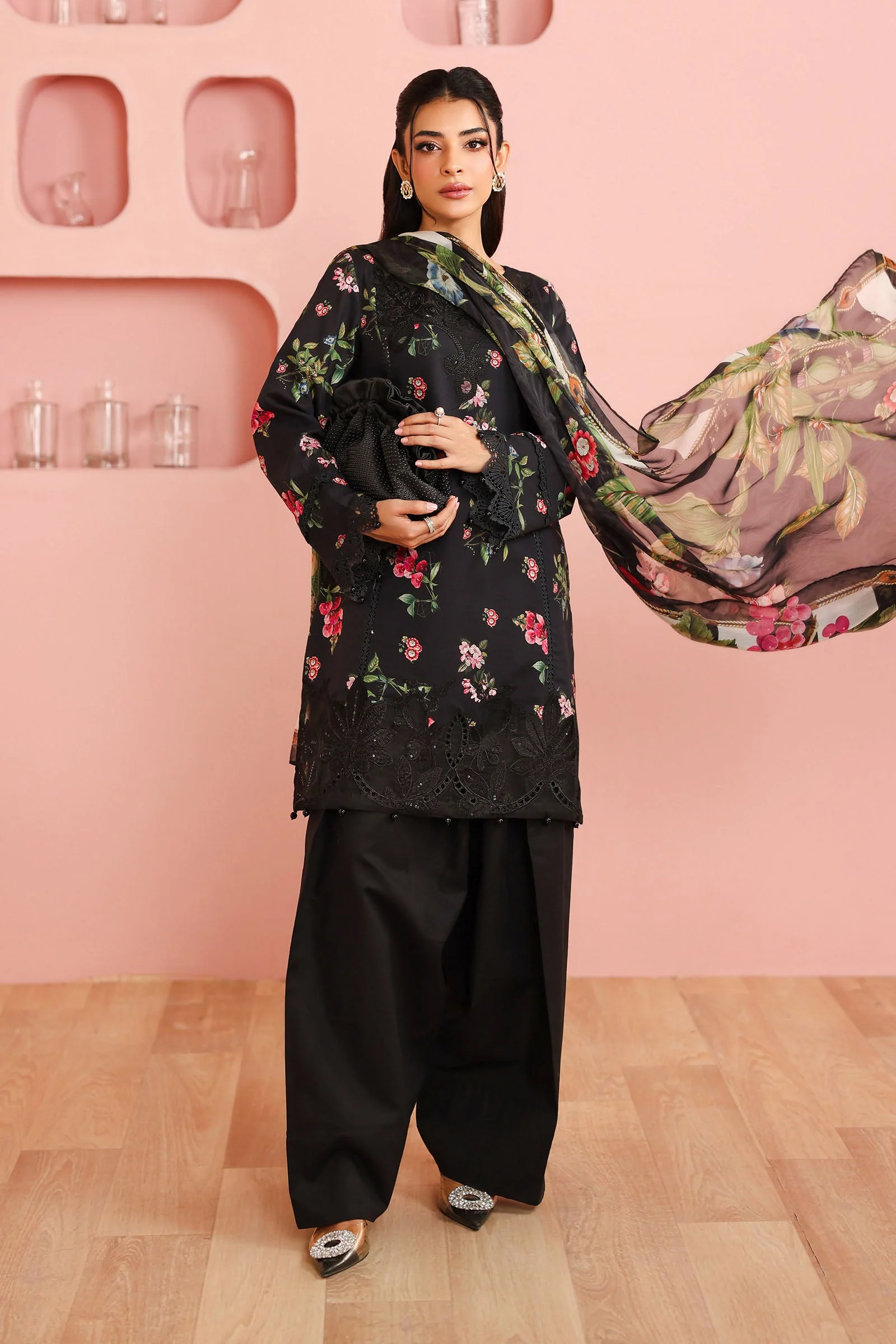 3 Piece Embroidered Cotton Suit - Image 5