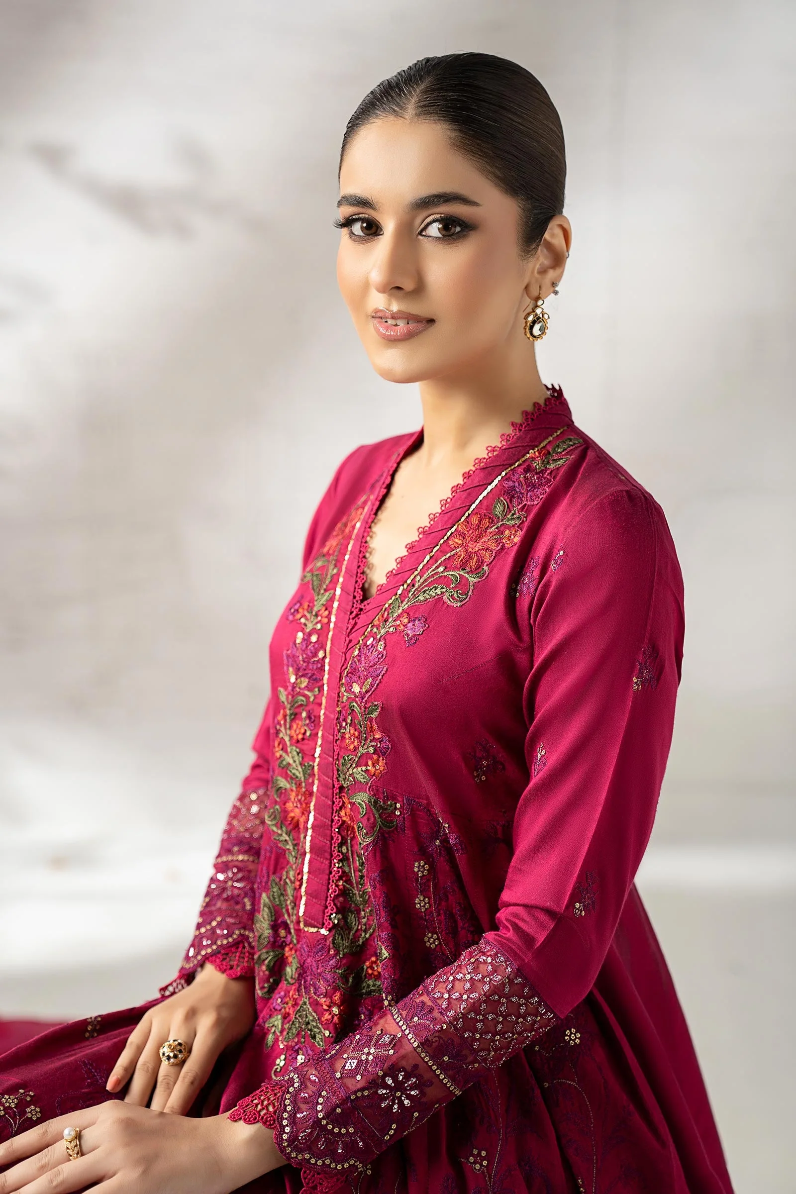 3 Piece Embroidered Staple Raw Silk Suit - Image 3