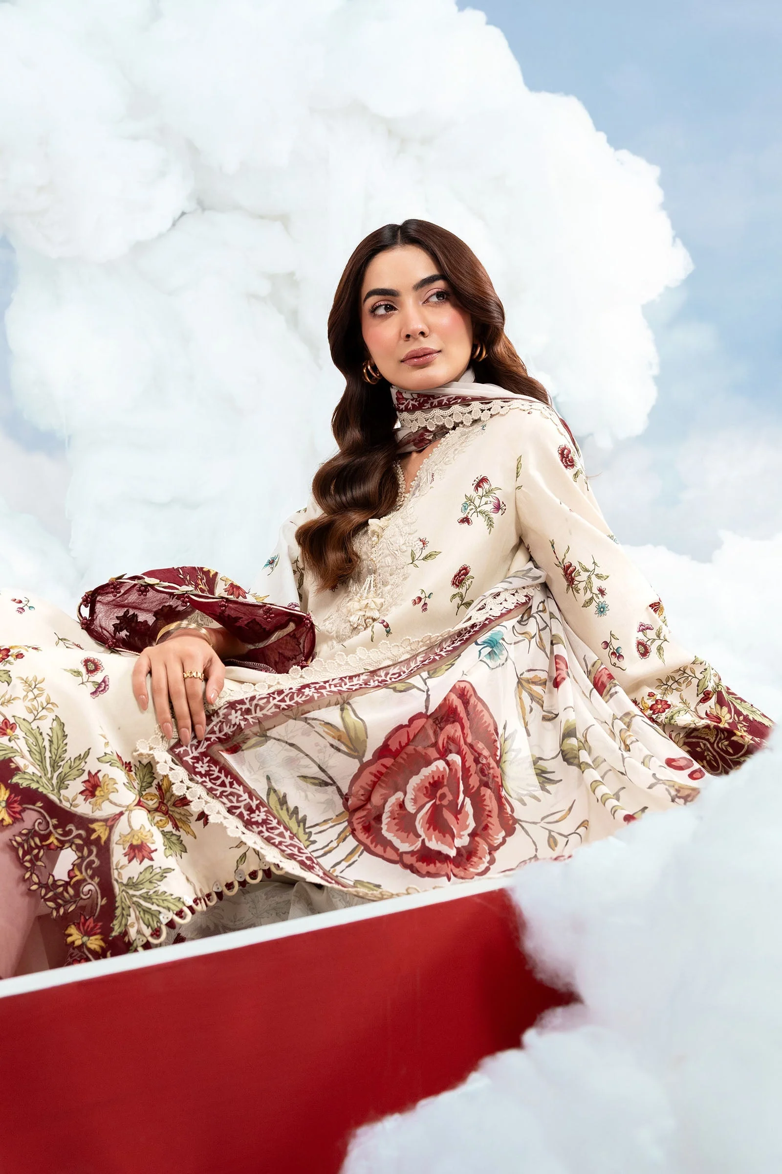 3 Pc Unstitched Embroidered Lawn Suit - Image 5