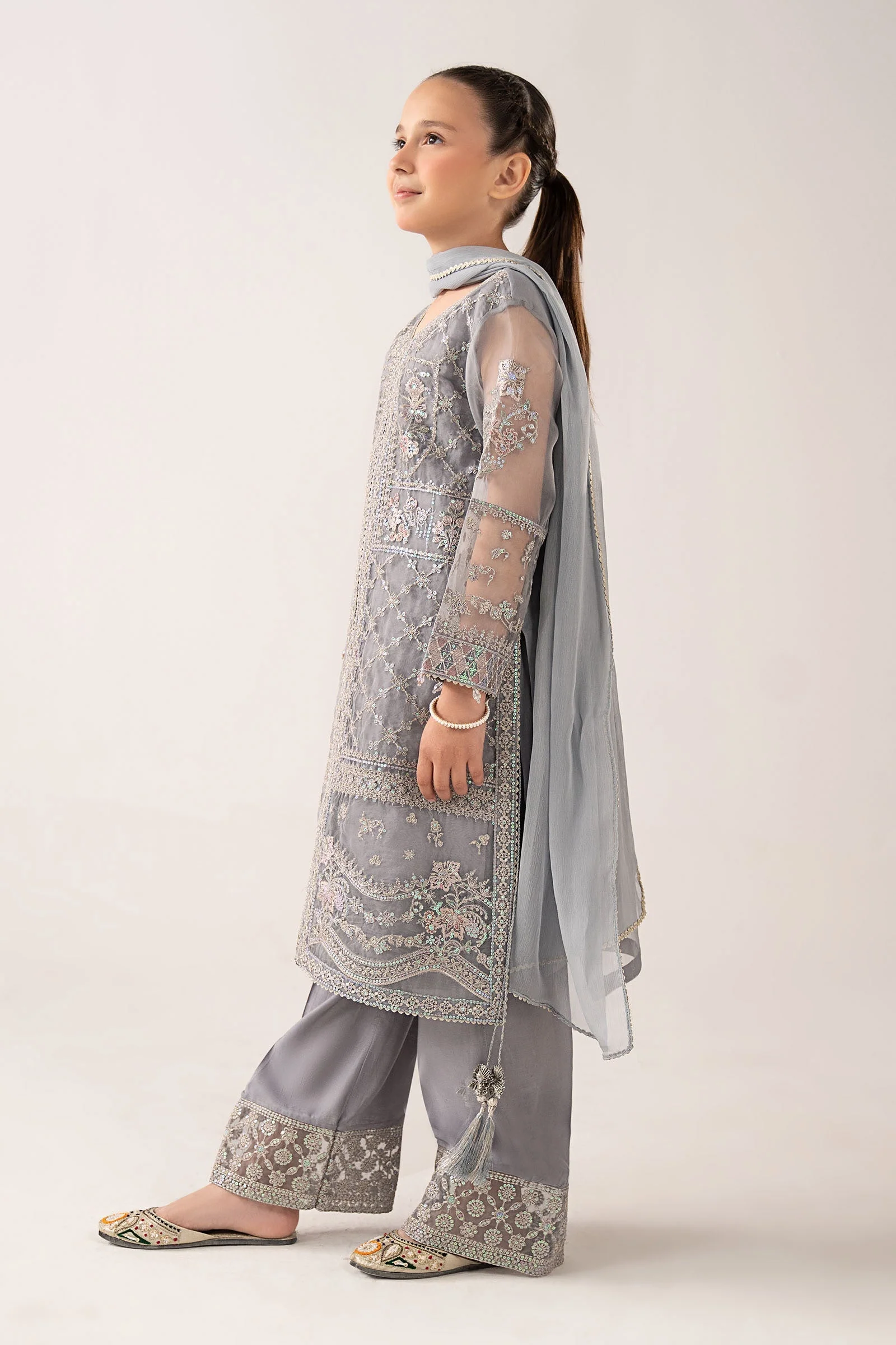 3 Piece Embroidered Organza Suit - Image 6