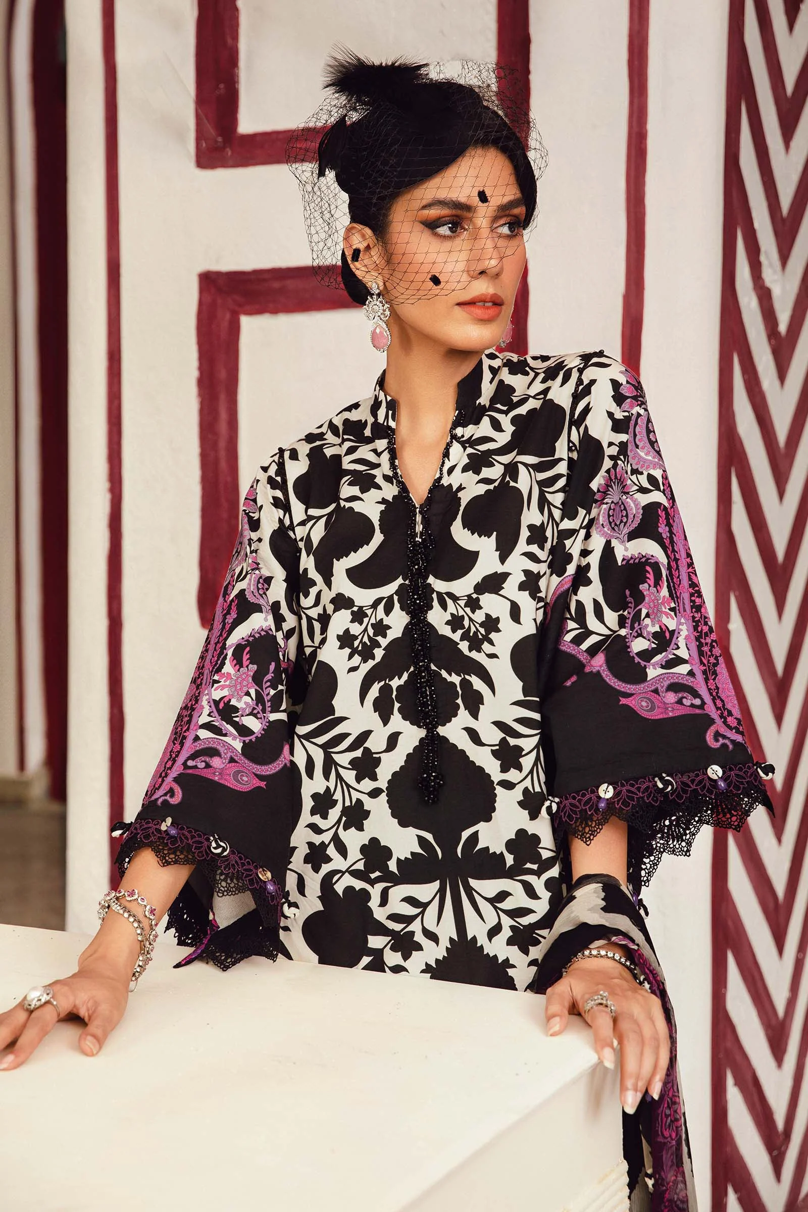 3 Piece Unstitched Embroidered Cambric Suit | MPT-2704-B - Image 2